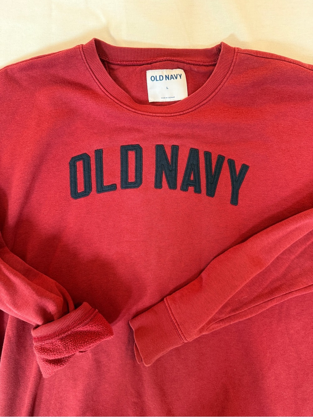 Old Navy Logo Spell Out Crewneck Sweatshirt Y2K Red Size L